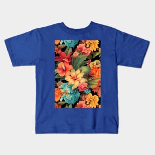 Tropical Summer Flower Pattern Kids T-Shirt